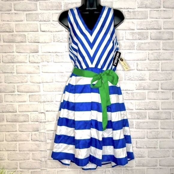 NWT Kim Rogers Career Striped Fit & Flare Swing Dress Size 14 - Picture 2 of 7